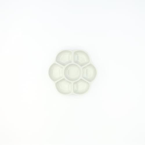 My Rock Way Petite Palette Ronde Peinture d'aquarelle en céramique Porcelaine Fait Main - Fleur Mini 7 Trous