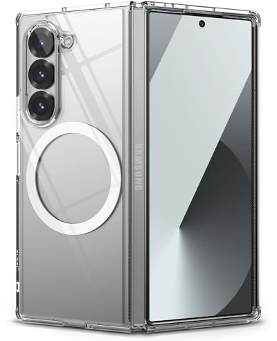 Ringke Fusion Magnetic Case Kompatibel mit Samsung Galaxy Z Fold 6 Hülle, Kratzfest Hart PC + Weich TPU Anti-Gelb Transparent Handyhülle für Magnetische Kabelloses Laden - Clear