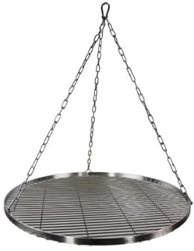 TR-FLAMES 70cm Edelstahl Grillrost mit Kette Ø4, Schwenkgrill, Grillrost mit Kette, BBQ Grillrost, Camping Grillrost, Outdoor Grillzubehör
