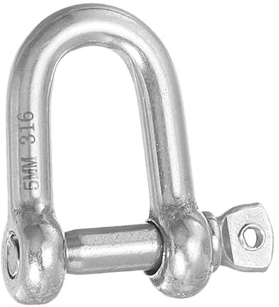 PATIKIL Schraube Bolzen Schäkel M5 3/16 353lbs 316 Edelstahl D Ring Schäkel für Ketten Draht Seile Draußen Silber