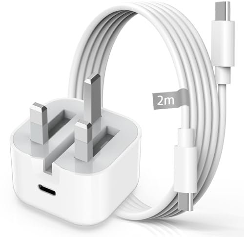 USB C Charger Plug for iPhone 16/16 Plus/16 Pro Max, iPad Pro, iPad Air, iPad mini, 30W Fast Wall Charger with 2M USBC to Type C Charging Cable, PD UK Power Adapter