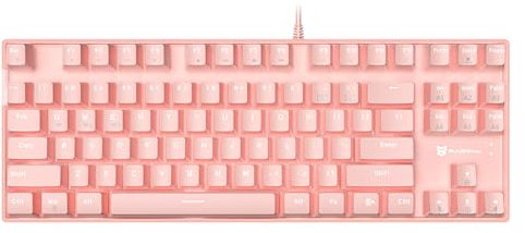 Qisan Mechanische Drahtlose Tastatur USB Verdrahtete Gaming Tastatur LED Hintergrundbeleuchtung Tastatur Blauer Schalter 100 Tasten US Layout (Rosa)