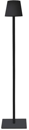 Lampadaire LED sur batterie en métal noir rechargeable par USB - 123 x 16 cm - Lampe de salon à intensité variable avec commande tactile sans fil - Lampe décorative blanc froid et chaud