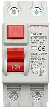 IYNWBJTS Interruttore magnetotermico differenziale di Sicurezza Interruttore differenziale elettromagnetico 2P 100/300mA Tipo A(100MA_25A)