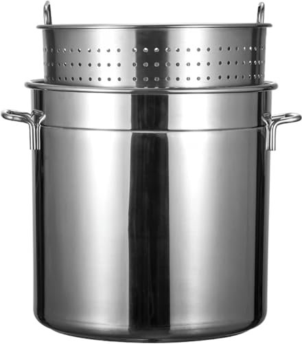 Multikocher aus Edelstahl – Suppentopf und Siebkorb, Brattopf für Langusten, Meeresfrüchte, Truthahn, zum Kochen, Frittieren, offene Flamme