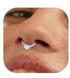 BodyBonita 16G Septum Piercing Schmuck – 316L Edelstahl Nasenring Nasenpiercing mit Zirkonia für Frauen Männer Conch Helix Piercings Tragus Daith Knorpel Ohrpiercing Silber 8mm Glänzender Strahl