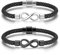 Zysta Bracelet couple infini en acier inoxydable Yin et Yang Bracelets couple à cordes tressées en cuir avec pendentif infini pour petits amis, bracelet rigide, cadeau anniversaire de mariage, 8,3,