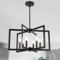 KMaiPem 6 Lichter Modern Schwarz Hängelampe, Vintage Landhaus Kronleuchter, Höhenverstellbare Rustikal Bauernhaus Metall Geometrisch Pendelleuchte Esstisch Schlafzimmer Wohnzimmer Küche Foyer