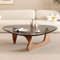 Undres Beistelltisch, Modern Couchtisch, Wohnzimmertische, Sofatisch, Coffee Table, Gehärtete Glasplatte, Massivholzsockel, für Vor Dem Sofa Im Wohnzimmer (Halbtransparentes graues Glas, 114×82×41 cm)