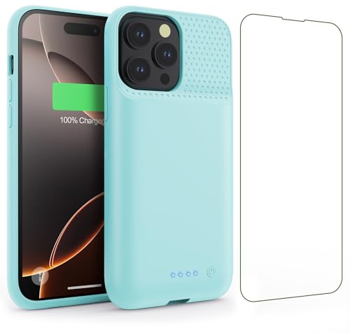 Feob Akkuhülle für iPhone 16 Pro Max, 8600mAh 15W Powerbank Hülle Zusatzakku Akku Case Akku Ladehülle Handyhülle Akku Battery Case Akku Hülle für iPhone 16 Pro Max(6,9) Charger Case (Grün)