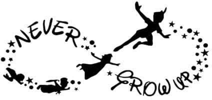 Never Grow Up Peter Pan Cartoon Baby Room Wall Decals 28x55.4cm Waterproof Small Black