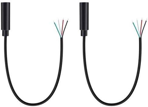 Greluma 2 Stk 3,5 mm 4 polige Buchse auf blanken Draht mit offenem Ende, 0,3 m TRRS-Stereo 1/8 Zoll-Buchsenanschlusskabel für Kopfhörer Headset Ohrhörer