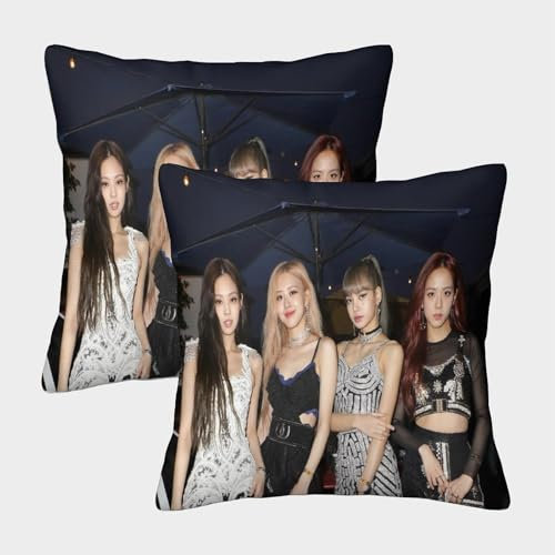 SUFFERBOW Blackpink Quadratische K-pop Kissenbezüge, 2er Pack, Optimal Für Bedroom Comfort Und Outdoor Leisure, Leicht Zu Reinigen 45x45cm
