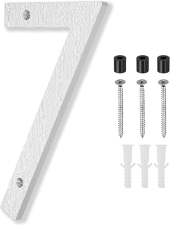 PATIKIL 7 Números De Casa De 10 Pulgadas Con Tornillos Plateado | Letreros De Dirección De Casa Grandes Flotantes Modernos, Para Pared De Puerta Exterior Calle