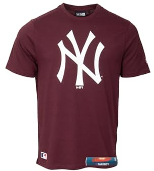 New York Yankees T-Shirt Herren NY MLB New Era Fanartikel 100% Baumwolle + Fanergy Traubenzucker (DE/NL/SE/PL, Alphanumerisch, L, Regular, Regular, Dunkelrot)