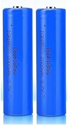 [2000mAh] Batteries Rechargeables libérées 2 pièces Batterie au Rechargeable 3.7V Pleine capacité Batterie Rechargeable Rechargeable à tête Pointue Durable pour Lampe de Poche à LED, Bleu.