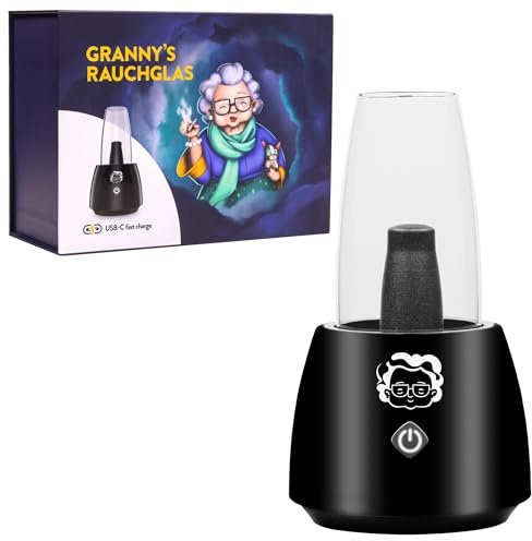 Granny's® Kräuter-Rauchglas 2.0 | Edles Glas mit LED-Beleuchtung | Für Blüten, Wax, Carts | Ultimatives Erlebnis | Elektrobong für Kräuter | Kein Nikotin | Vapo-Bong