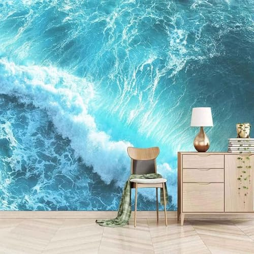 Minimalistisch Dreidimensional Blau Meer Wellen 3D Tapeten Tapete Luxus Home Esszimmer Fototapete Effekt Wohnzimmer Schlafzimmer Kinderzimmer-200cm×140cm