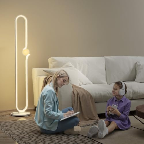 HOMCOM Lampada da Terra a LED forma Nota Musicale con Luminosità Regolabile e Interruttore a Pedale, Lampada da Pavimento in Metallo, Plastica, Vetro, 28x28x145 cm, Bianco
