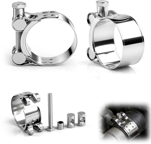 jwtyu Abrazaderas de manguera, 8 unidades, abrazadera de perno articulado, 20-22 mm, acero inoxidable, tubo de escape, ancho de banda de 18 mm para tubos de escape de motocicletas y tubos de agua