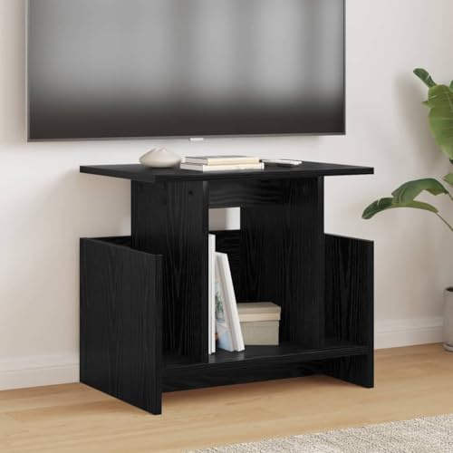 HETFTJN TV-Lowboard 2er Set Schwarz Eiche 50x35x45 cm Massiver Holzwerkstoff Modernes Design Reichlich Stauraum Fernsehtisch für Wohnzimmer Schlafzimmer Flur