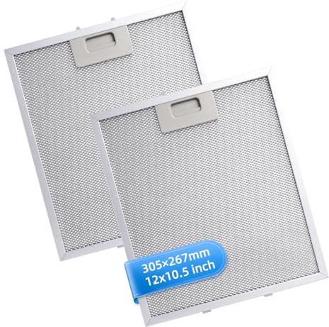 2 Pack Cooker Hood Filter Replacement, 5 Layer Extractor Fan Filters Mesh Extractor Hood Filters 305x267x9mm for Most Range Hoods