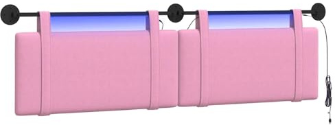 vidaXL Hängendes Kopfteil Mit LED Licht Rosa Stoff, Stylische Schlafzimmer-Deko, modernes Wandkopfteil, luxuriöser Stoffakzent, gemütliche Schlaf-Oase