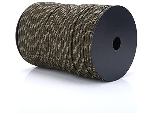 100M Paracord Multi Función Rollo 9 Hilos Cuerda de Paracaídas Polipropileno y Poliéster 7 Colores (Color: Forest Camouflage)