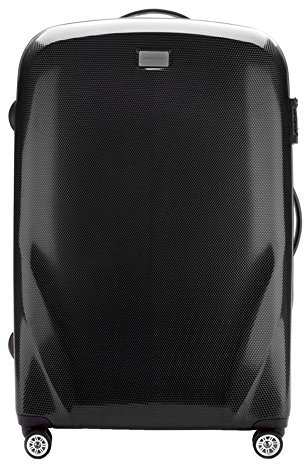 WITTCHEN PC Ultra Light Hartgepäck Reisekoffer Trolley Koffer Großer Koffer aus Polycarbonat Vier Lenkrollen TSA Kombinationsschloss Aluminium Teleskopgriff Größe L Schwarz