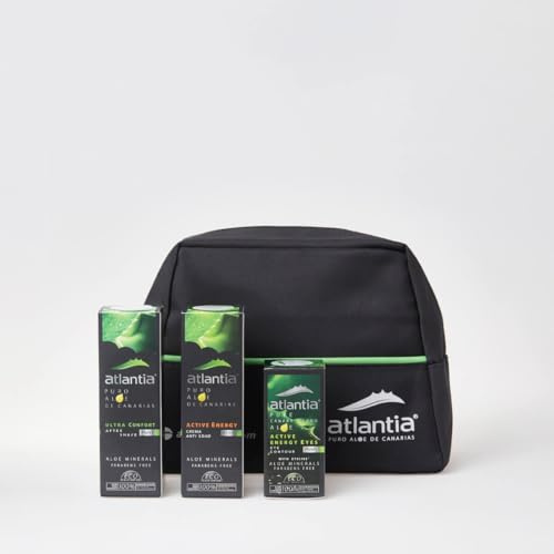 Atlantia Men Skin Care Set - natürliche ALOE VERA Gesichtspflege mit Anti-Aging Effekt - 3- teiliges Geschenkset für den Mann - mit Antifaltencreme, Augenpflege und Aftershave Gel