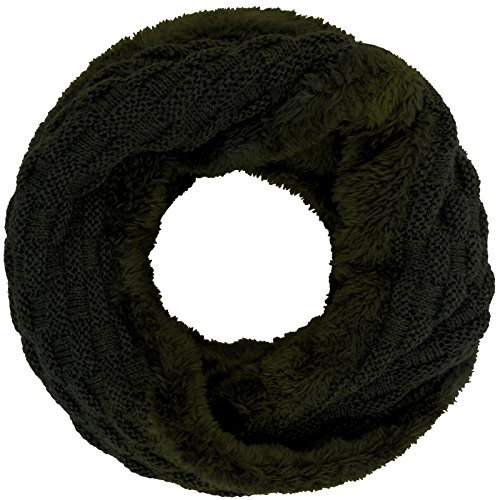 Compagno Winter Loop-Schal Damen-Schal gefüttert Winter-Schal Strick-Schal, SCHAL Farbe:Oliv