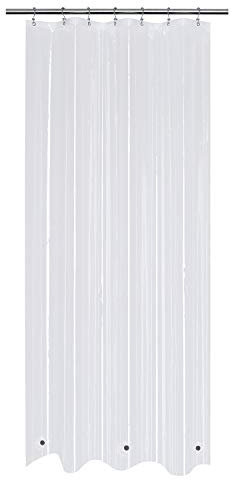 Mrs Awesome Cortina de Ducha pequeña de 91 x 198 cm con 3 imanes de PEVA Transparente, 8G de Grosor y Resistente, Impermeable, tamaño Estrecho de 91 x 198 cm, Transparente