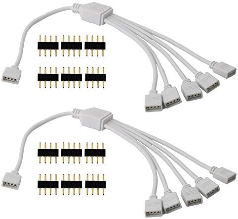 CESFONJER 1 zu 5 LED Verteiler Verbinder Kabel, 4 Pin Splitter für SMD 5050 3528 2835 Strips, Streifen Connector, Zubehör (2 Stück/Packung)