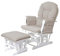 Mendler Relaxsessel HWC-C76, Schaukelstuhl Sessel Schwingstuhl mit Hocker - Stoff/Textil, Creme, Gestell weiß