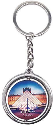 Louvre Paris France 3D Verre Cristal Porte-clés Porte-clés Décoration Tournante Souvenir Touristique Hommes Femmes Accessoires Cadeau Décoration Rotative