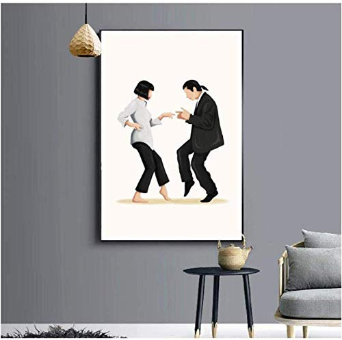 HHLSS Wandbilder 50x70cm ohne Rahmen Pulp Fiction Dance Poster Klassisches Filmplakat Abstrakt Minimalistische Wandkunst Malerei Wohnkultur