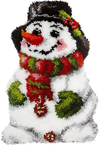 Christmas Latch Hook Kits, Snowman Latch Hook Kits Rug with Pattern Printed Crochet Needlework Crafts for Kids/Adults, 20.4X15inch/52X38Cm