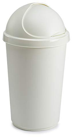 50/25 Litre Plastic Bullet Bin Rubbish Waste Bins For Kitchen Dustbin Flap Lid (Cream, 50 Litre)