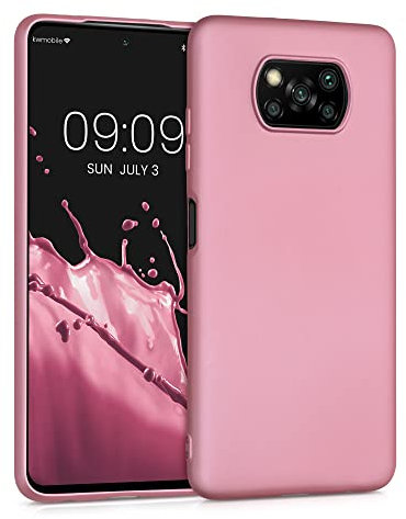 kwmobile Case kompatibel mit Xiaomi Poco X3 NFC/Poco X3 Pro Hülle - Schutzhülle aus Silikon metallisch schimmernd - Handyhülle Metallic Rosegold