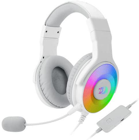 Redragon Pandora 2 H350W RGB White Gaming Headset – High Definition Audio + Powerful Bass – Gaming Headset with Removable Microphone, Large Earpads – Works on PC/PS4/Xbox One/NS