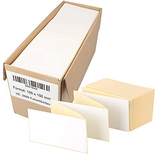 Versandetiketten DHL, DPD, Fedex, GLS, Hermes, UPS - 4x6 Zoll - 100 x 150 mm - 2.000 Thermo Falzetiketten in 1 Packung, selbstklebend, Leporello Etiketten mit Trägerperfo., DPD 6001649