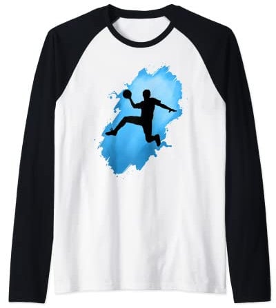 Cooler springender Handball Spieler mit Harz Ball Raglan