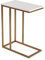 Versa Padua Mesa Auxiliar para el Salón, la Habitación o la Cocina. Moderna Mesilla Baja, Medidas (Al x L x An) 61 x 26 x 46 cm, Madera y Metal, Color Dorado y Blanco