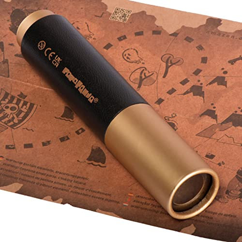 Piraten Fernrohr Kapitän Monokular Teleskop für Kinder Erwachsene Piratenkostüm Piraten Rollenspiel Schatzsuche Seeräuber Kindergeburtstag Party 16cm 6X Vergrößerung (Black-Gold)