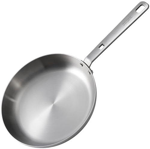 SKOTTSBERG Stainless Steel Pan 28 cm, Rustproof Professional Frying Pan for Crispy Frying, Uncoated for All Hob Types, Heat Resistant & Dishwasher Safe, 3-Layer Material