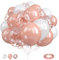 Rose Gold White Balloons - Pack of 30, 12 Inch Pearl Rose Gold White & Rose Gold Confetti Latex Party Balloons for Girls, Women, Wedding, Birthday, Valentine's Day, Bridal Shower Decoration