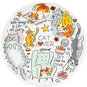 Blond Amsterdam Frühstücksteller Cat Lover Ø22 cm Handbemalt – Katzenmotive – Geschenkidee für Katzenfreunde