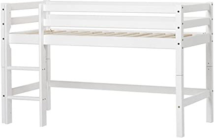 Hoppekids ECO Dream Halbhochbett - FSC-zertifiziertes Kiefernholz, TÜV-Zertifiziert, Label Nordic Swan, 70x160 cm, Weiß - Perfekt für kleine Schlafzimmer und Kinder im Wachstum, konvertierbar