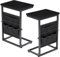AMHANCIBLE Beistelltisch C Form Sofa Tisch 2er Set, Couch Kaffeetisch Holz, Kleiner Couchtisch mit Aufbewahrungstaschen, Sofatisch Wohnzimmer mit Schwarz Metall