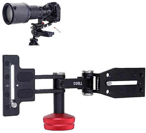 Metal Retractable Camera & Zoom Lens Holder Portable Telephoto Lens Bracket Foldable Long Focus Support, 2in1 Quick Release Plate Compatible with Manfrotto 200PL & Arca-Swiss Fit Tripod Head Clamp